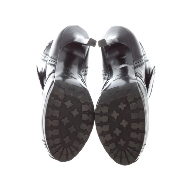 YVES SAINT LAURENT TRIBTOO Leather Lace Up Ankle Boot With Strap - Picture 5 of 5